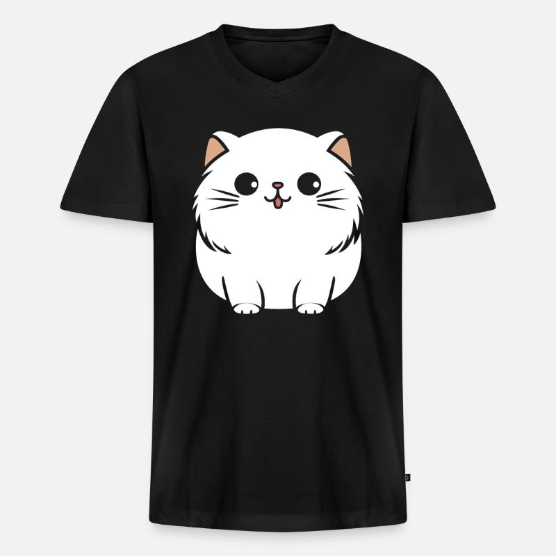 Perserkatze - Männer Premium Bio T-Shirt mit V-Ausschnitt - Schwarz
