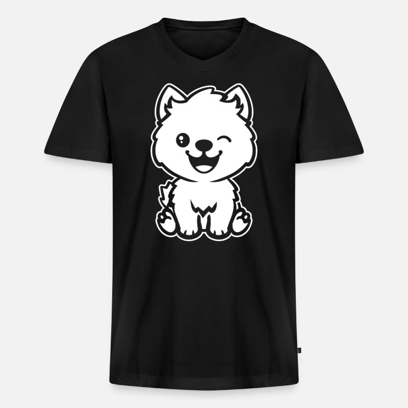 Pomsky - Männer Premium Bio T-Shirt mit V-Ausschnitt - Schwarz