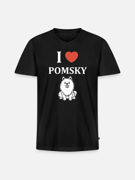 pomsky - T-shirt encolure en V Premium bio Homme - noir
