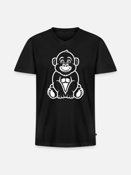 Gorilla - Men's Premium Organic T-shirt with V-neck - black