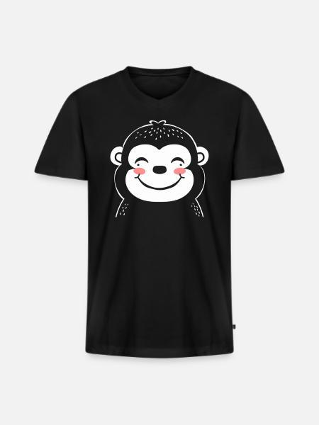 Gorilla - Men's Premium Organic T-shirt with V-neck - black