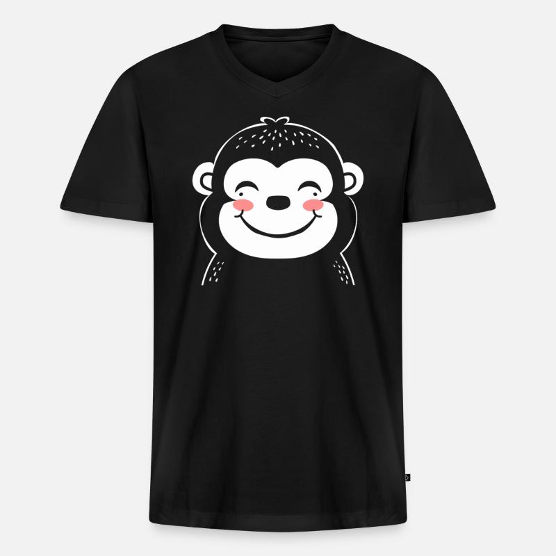Gorilla - Männer Premium Bio T-Shirt mit V-Ausschnitt - Schwarz