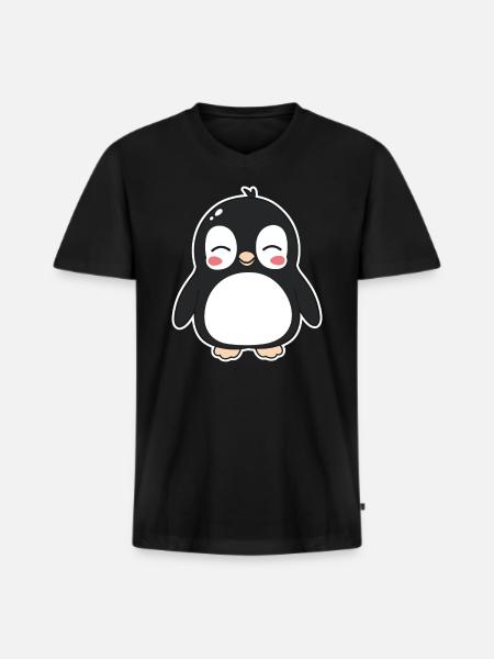 penguin - Men's Premium Organic T-shirt with V-neck - black