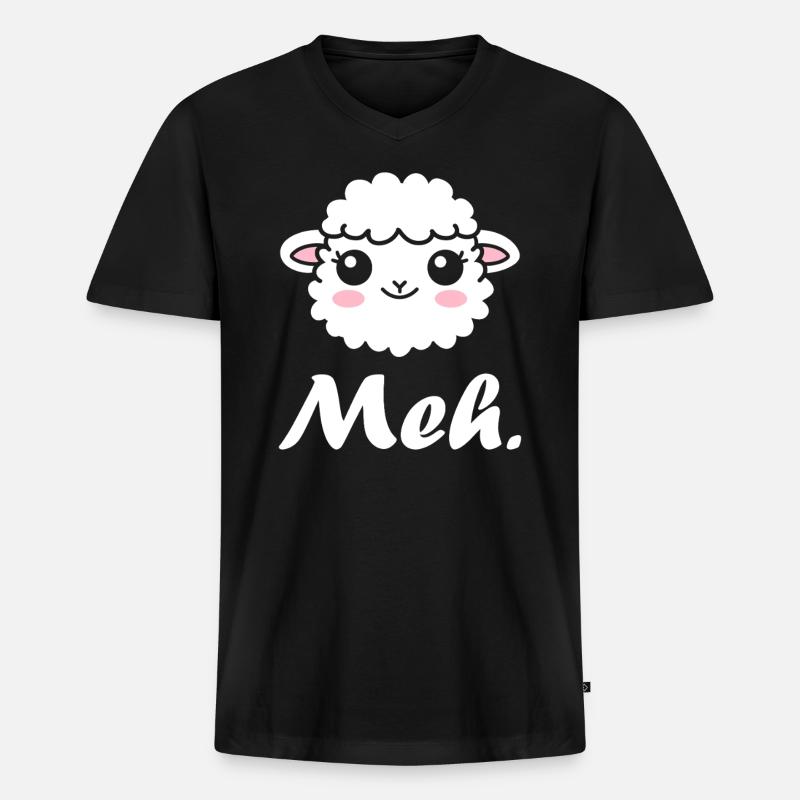 Schaf - Männer Premium Bio T-Shirt mit V-Ausschnitt - Schwarz