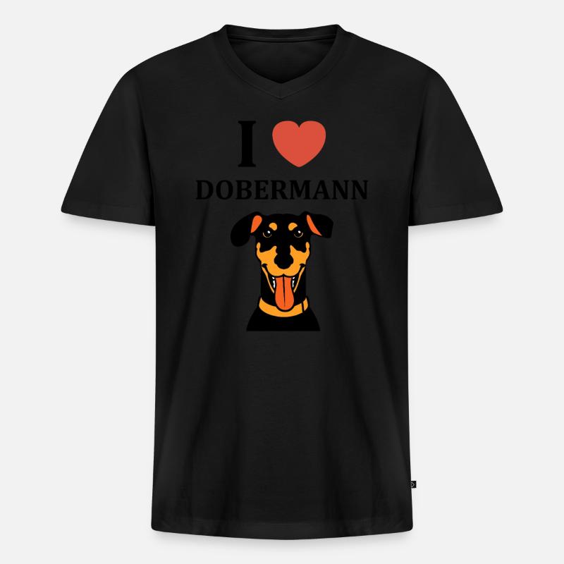 Dobermann - Männer Premium Bio T-Shirt mit V-Ausschnitt - Schwarz