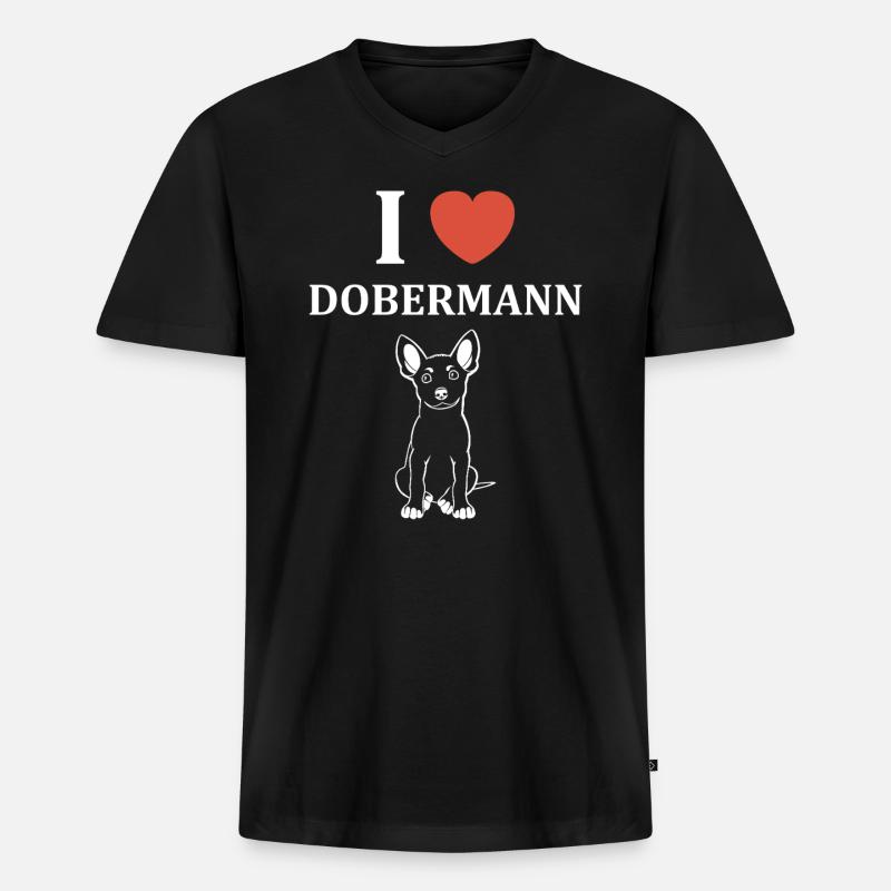 Dobermann - Männer Premium Bio T-Shirt mit V-Ausschnitt - Schwarz