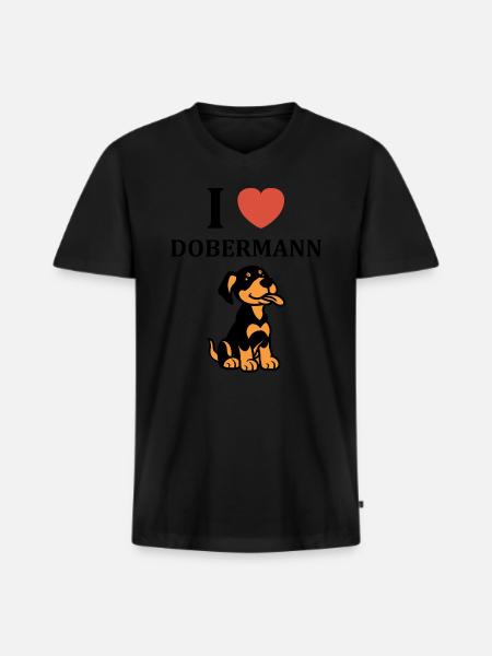 dobermann - T-shirt encolure en V Premium bio Homme - noir