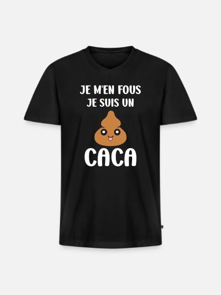 caca - T-shirt encolure en V Premium bio Homme - noir