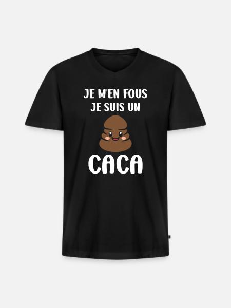 caca - T-shirt encolure en V Premium bio Homme - noir