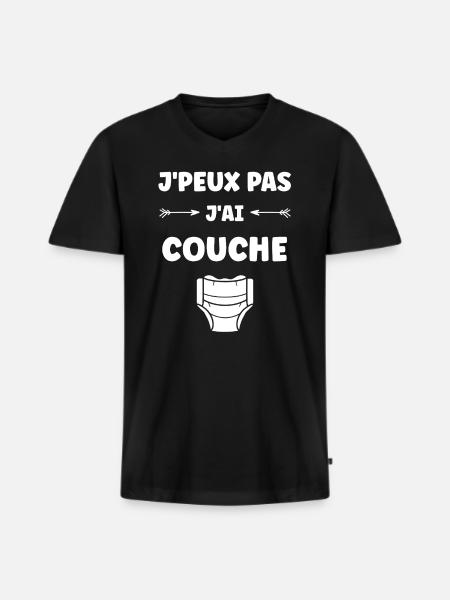 Couches - T-shirt encolure en V Premium bio Homme - noir