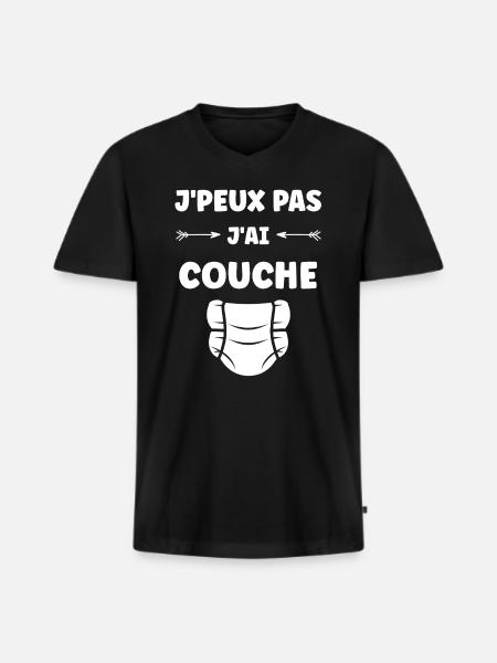 Couches - T-shirt encolure en V Premium bio Homme - noir