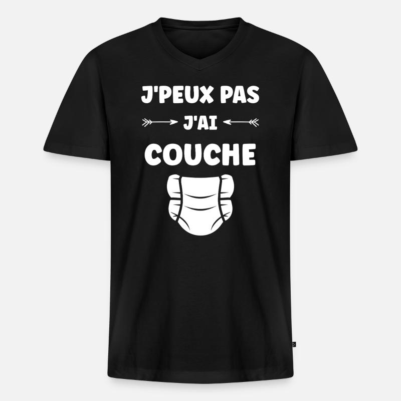 Couches - T-shirt encolure en V Premium bio Homme - noir