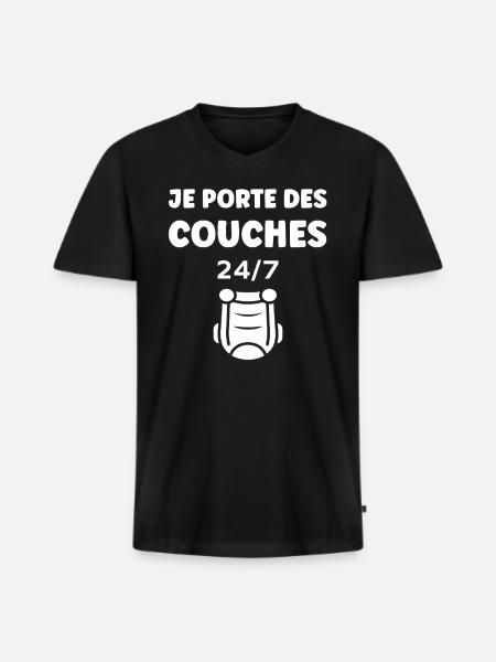 Couches - T-shirt encolure en V Premium bio Homme - noir