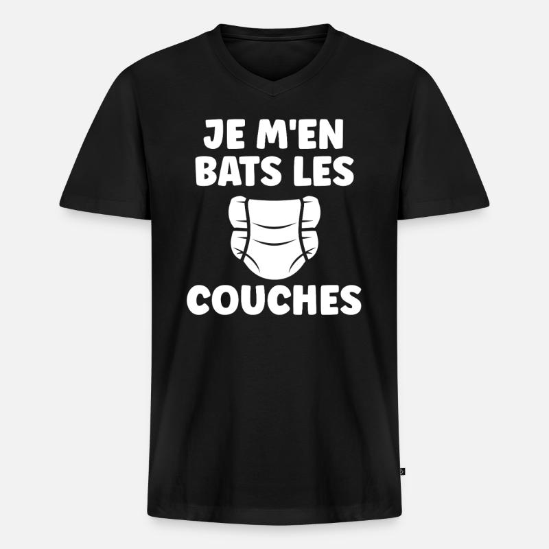 Couches - T-shirt encolure en V Premium bio Homme - noir