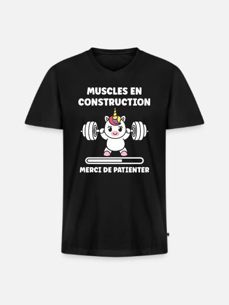 Humour musculation - T-shirt encolure en V Premium bio Homme - noir