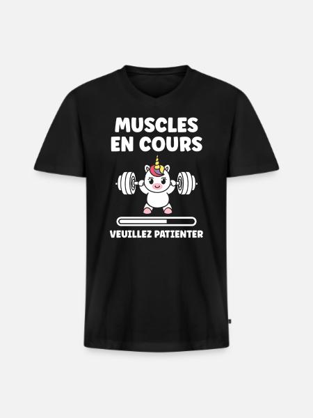 Humour musculation - T-shirt encolure en V Premium bio Homme - noir