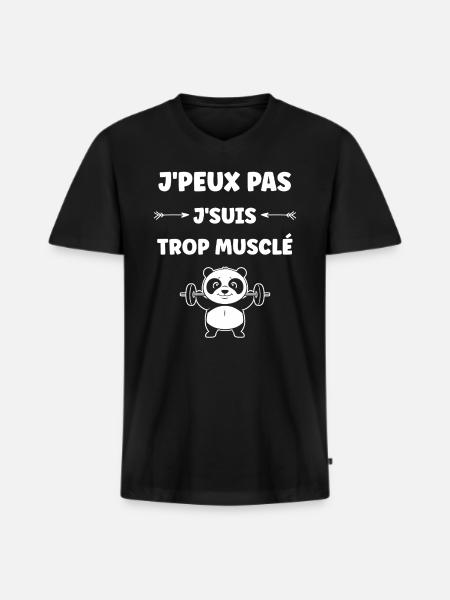 Humour musculation - T-shirt encolure en V Premium bio Homme - noir