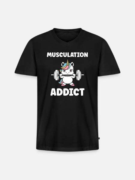 Humour musculation - T-shirt encolure en V Premium bio Homme - noir