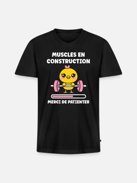 Animaux Humour musculation - T-shirt encolure en V Premium bio Homme - noir