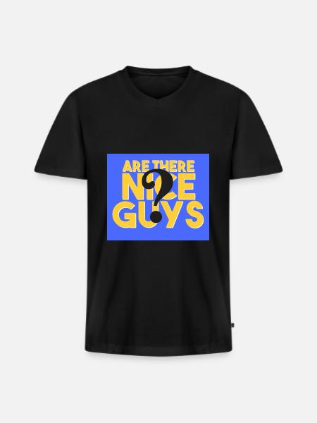 Are there any nice guys? - Men's Premium Organic T-shirt with V-neck - black