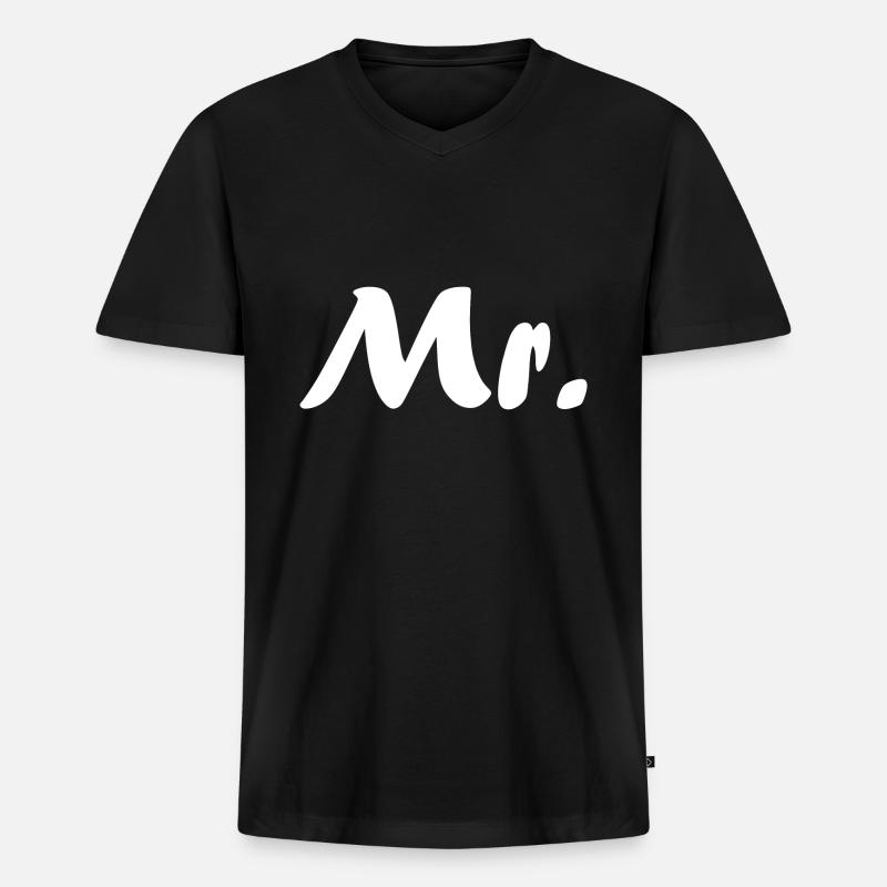 Herr - Männer Premium Bio T-Shirt mit V-Ausschnitt - Schwarz