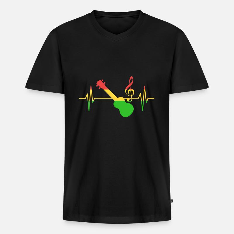 Reggae Music Pulse Musiker - Männer Premium Bio T-Shirt mit V-Ausschnitt - Schwarz