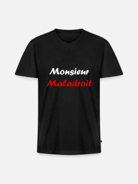 maladroit - T-shirt encolure en V Premium bio Homme - noir