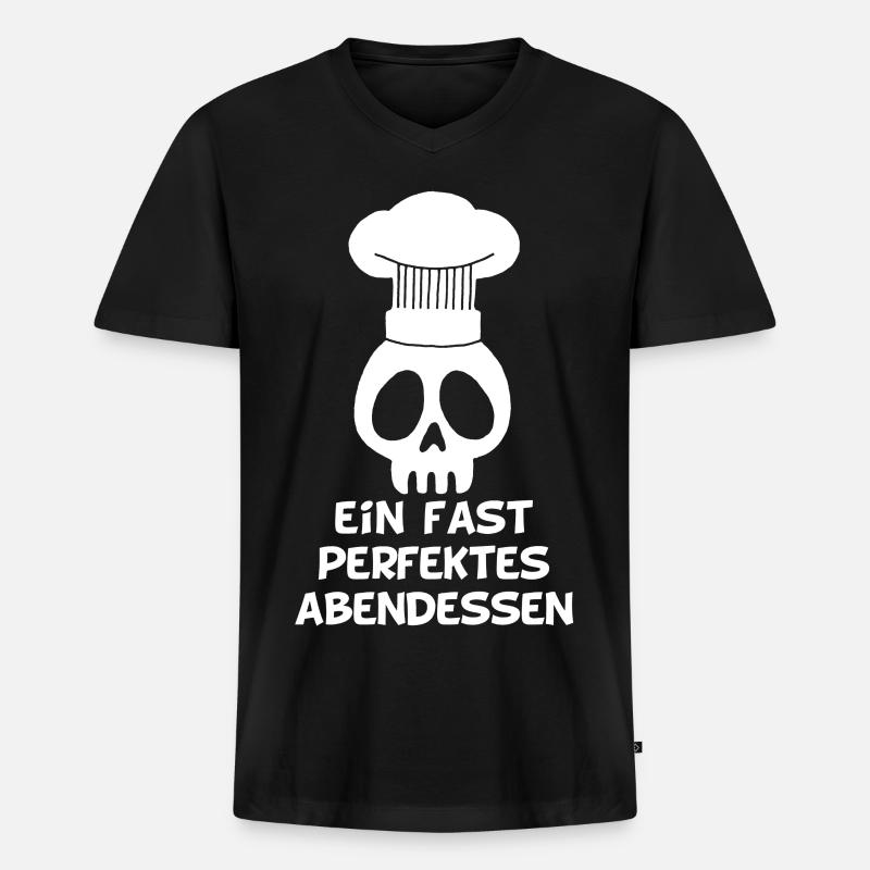 Ein fast perfektes Abendessen - Männer Premium Bio T-Shirt mit V-Ausschnitt - Schwarz