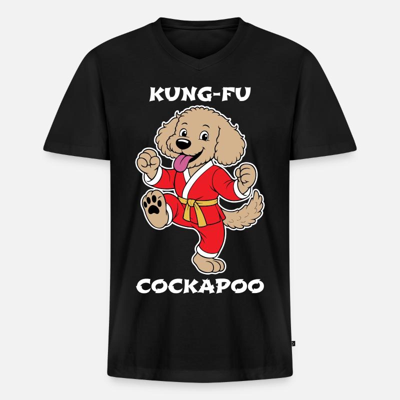Cockapoo Kung-Fu - Männer Premium Bio T-Shirt mit V-Ausschnitt - Schwarz