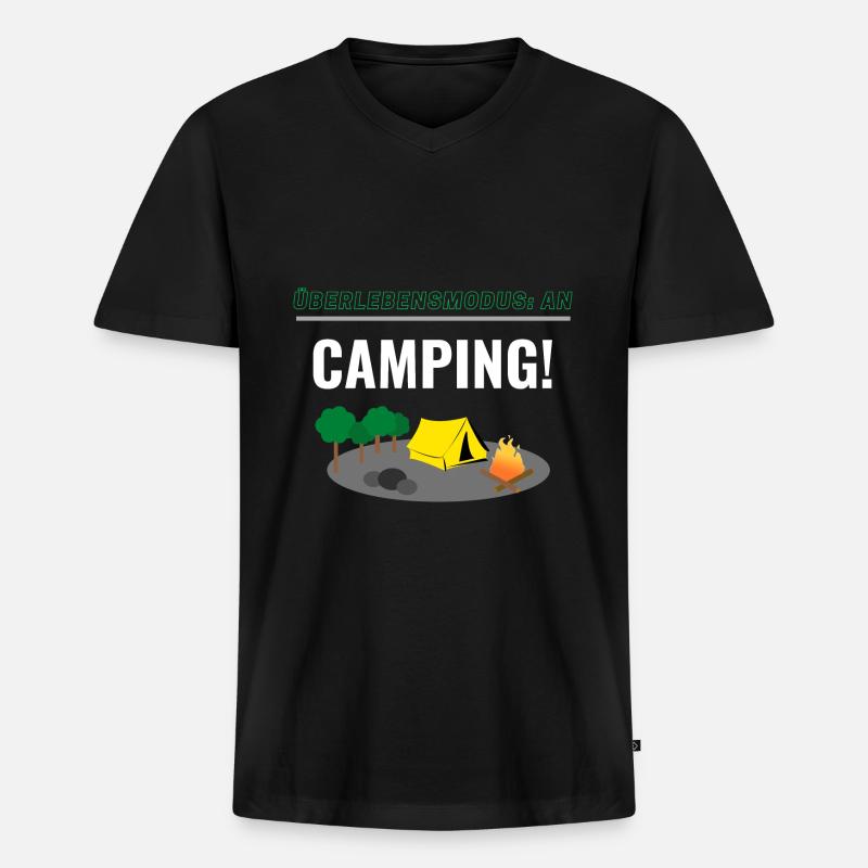 Überleben: AN - Camping! - Männer Premium Bio T-Shirt mit V-Ausschnitt - Schwarz
