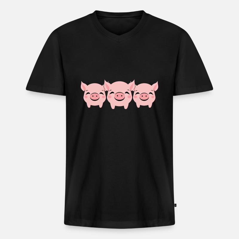 Schwein - Männer Premium Bio T-Shirt mit V-Ausschnitt - Schwarz