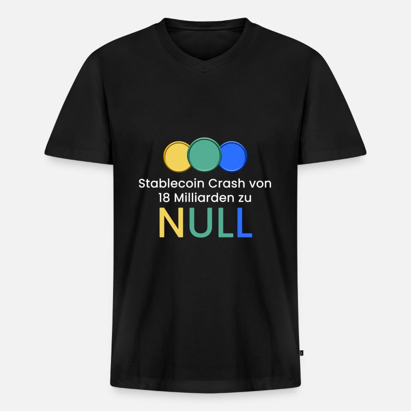 Stablecoin Crash zu NULL - Männer Premium Bio T-Shirt mit V-Ausschnitt - Schwarz