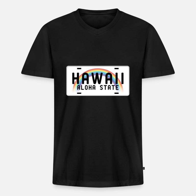 Hawaii Aloha State - Männer Premium Bio T-Shirt mit V-Ausschnitt - Schwarz