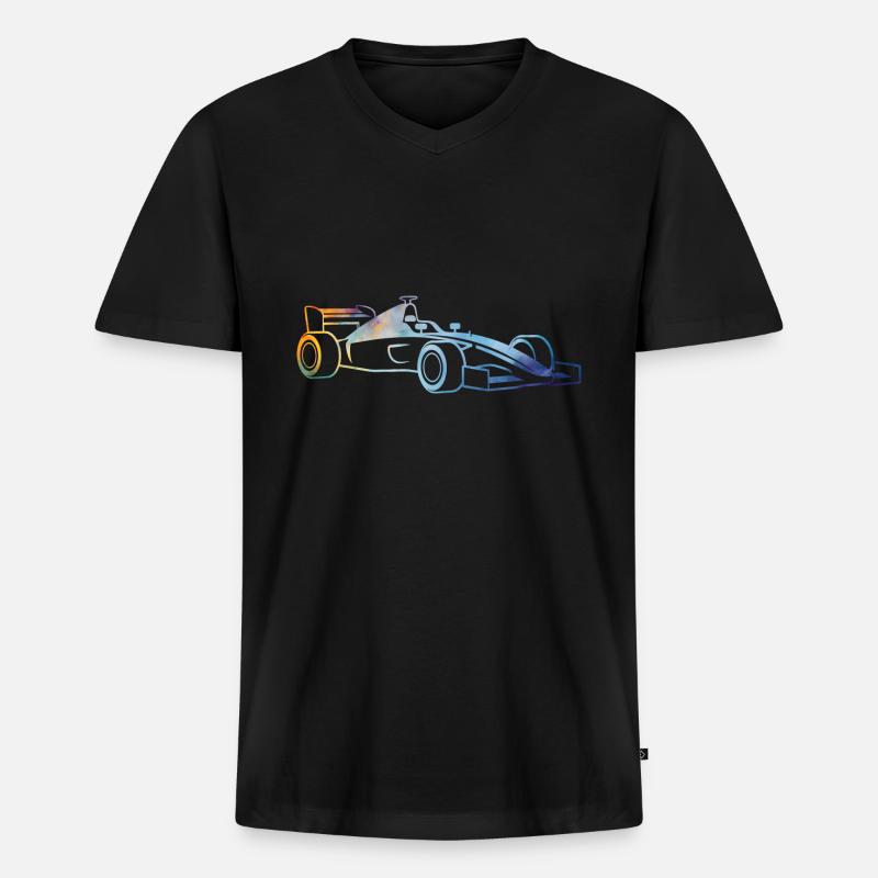 Rennwagen - Männer Premium Bio T-Shirt mit V-Ausschnitt - Schwarz