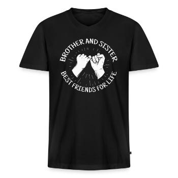 Schwester Bruder Geschwister Familie Geschenkidee - Männer Premium Bio T-Shirt mit V-Ausschnitt - Schwarz - Vorne - Nico (187cm)