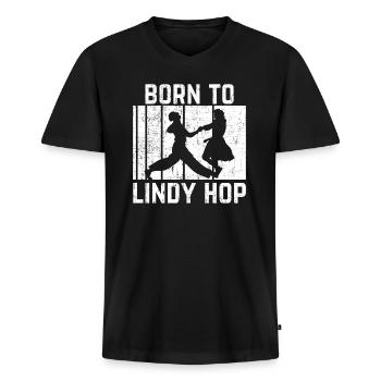 Lindy Hop | Swing | Swing Musik | Geschenkidee - Männer Premium Bio T-Shirt mit V-Ausschnitt - Schwarz - Vorne - Nico (187cm)