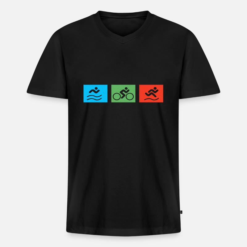 Triathlet - Triathlon Zeichen - Männer Premium Bio T-Shirt mit V-Ausschnitt - Schwarz
