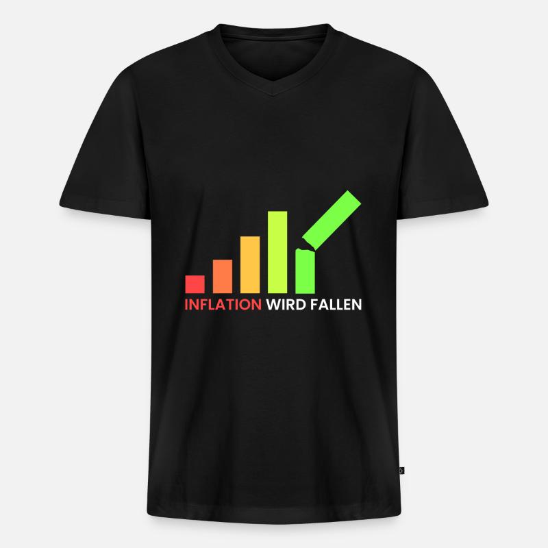 Inflation wird fallen - Männer Premium Bio T-Shirt mit V-Ausschnitt - Schwarz