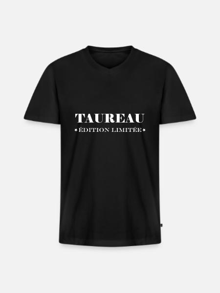 Taureau - T-shirt encolure en V Premium bio Homme - noir