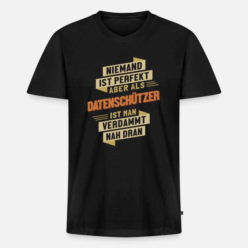 Datenschützer fast Perfekt Datenschützer - Männer Premium Bio T-Shirt mit V-Ausschnitt - Schwarz