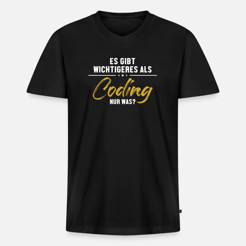 Wichtigeres als Coding Softwareingenieur Coder - Männer Premium Bio T-Shirt mit V-Ausschnitt - Schwarz