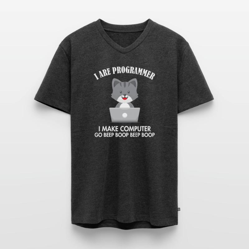 I Are Programmer Cat Engineer Full Stack Software Men's Premium Organic T-shirt with V-neck