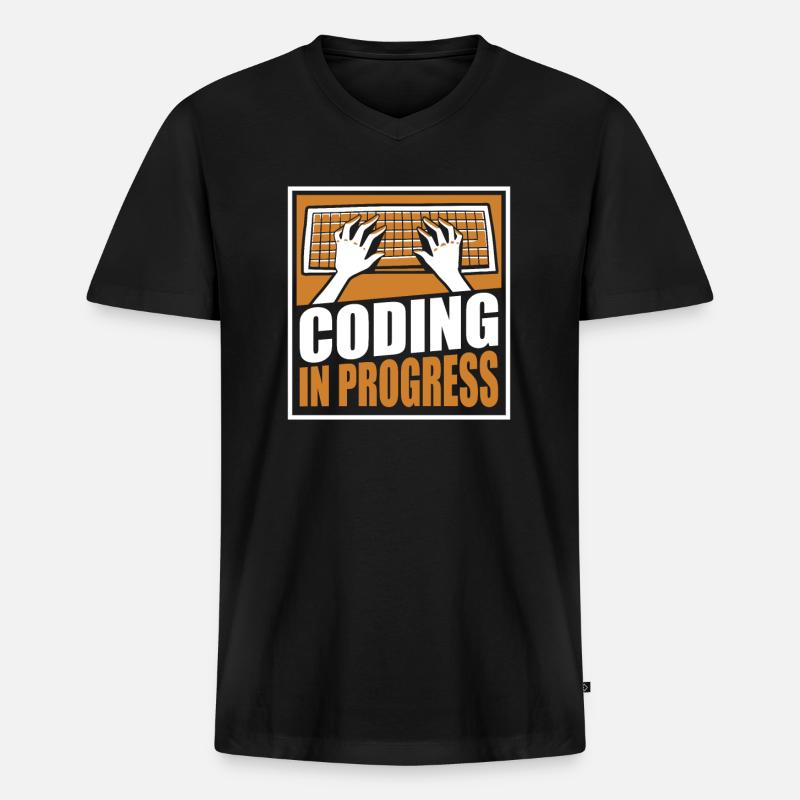 Coding In Progress Softwareingenieur Developer - Männer Premium Bio T-Shirt mit V-Ausschnitt - Schwarz