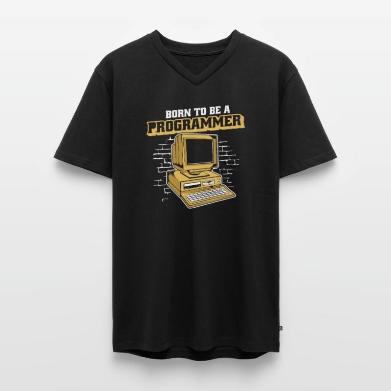 Born To Be A Programmer Developer Coder Männer Premium Bio T-Shirt mit V-Ausschnitt