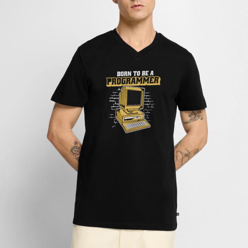 Born To Be A Programmer Developer Coder Männer Premium Bio T-Shirt mit V-Ausschnitt