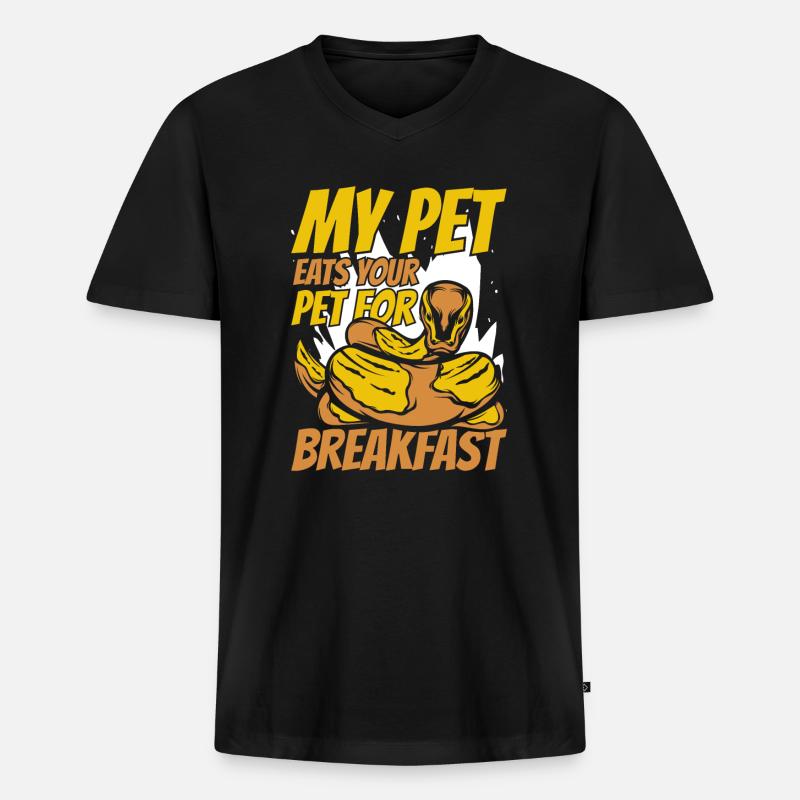 Mit kæledyr spiser dit kæledyr til morgenmad Python banan - Premium økologisk T-shirt med V-hals til mænd - sort