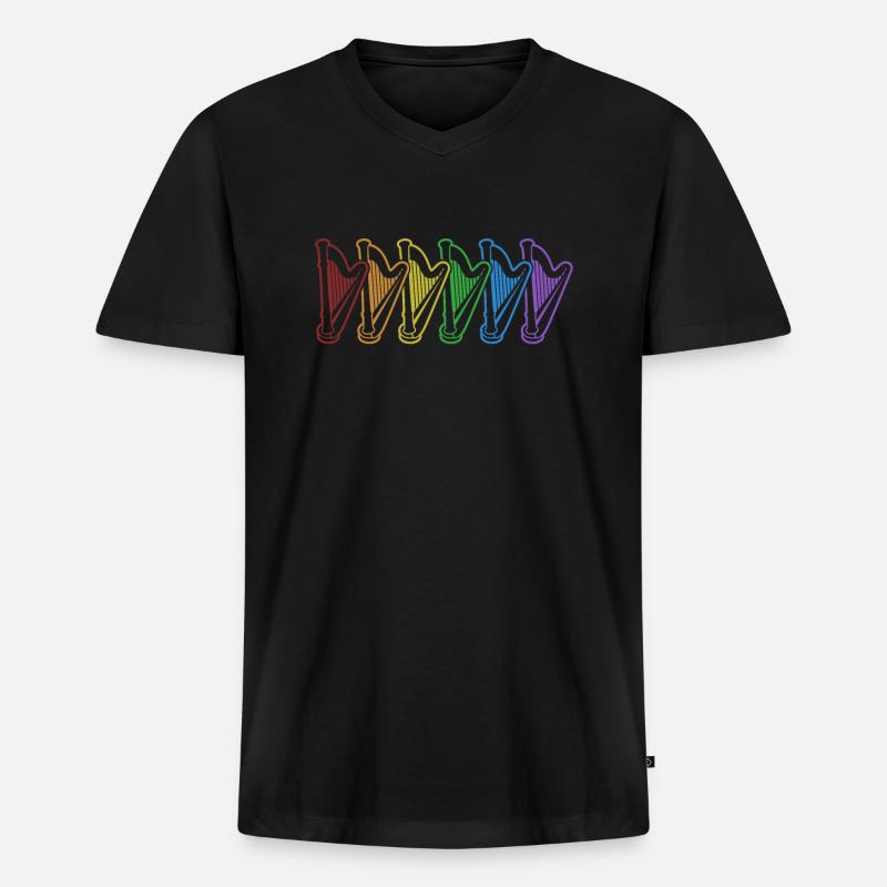 Harps LGBT Rainbow Harfe Konzertharfe - Männer Premium Bio T-Shirt mit V-Ausschnitt - Schwarz