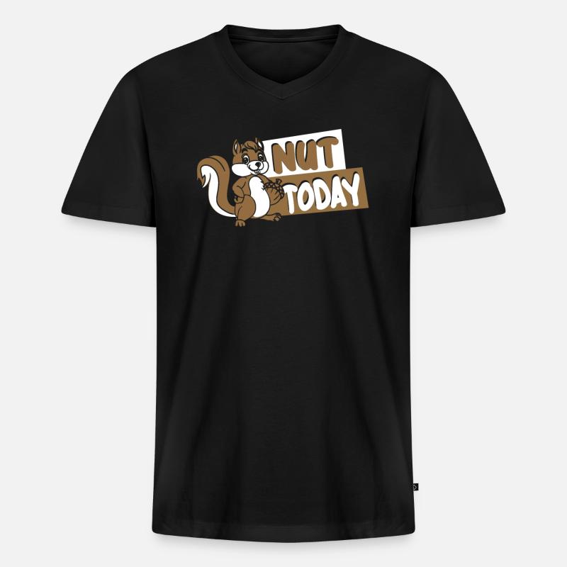 Nut Today Fuchshörnchen Grauhörnchen Squirrel - Männer Premium Bio T-Shirt mit V-Ausschnitt - Schwarz
