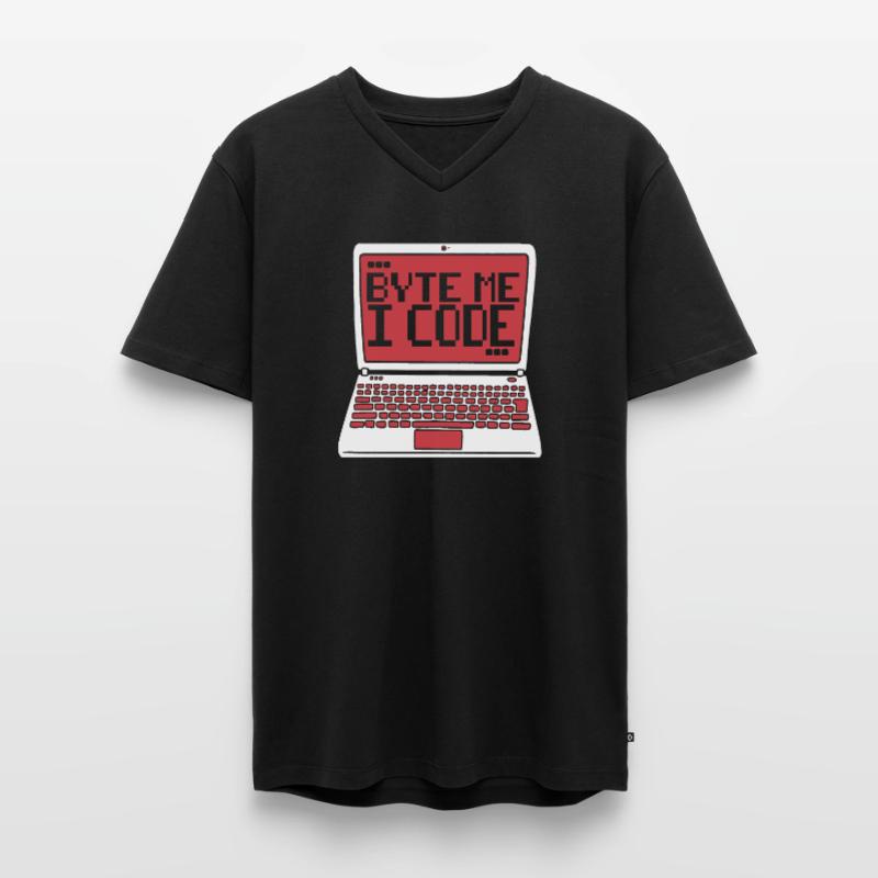 Byte Me I Code Developer Software Developer T-shirt encolure en V Premium bio Homme