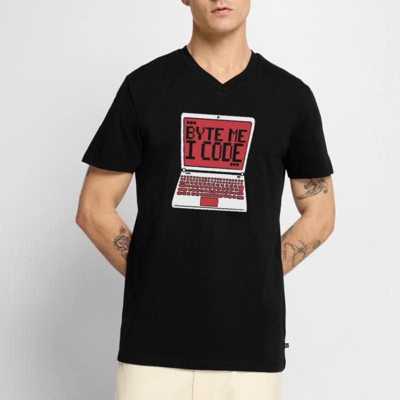 Byte Me I Code Developer Software Developer T-shirt encolure en V Premium bio Homme